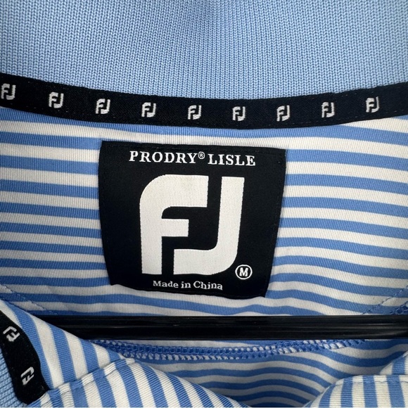 FootJoy Pro Dry Light Blue and White Striped Polo Shirt - Picture 5 of 6